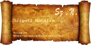 Szigeti Natália névjegykártya